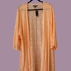 Long Peach Mesh Cardigan
